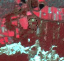 DMC satellietbeeld van 10 maart 2014 net voor de heidebrand