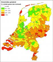 Daling van groenindex van grasland